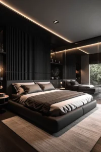 Modern Master Bedroom with Mural Headboard Interior Design by Houseway
