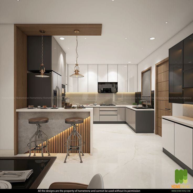 Modern Two-Tone Modular Kitchen Interior Design by Houseway