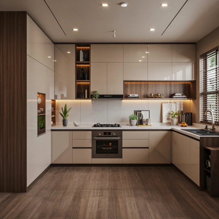 Modern Two-Tone Modular Kitchen Interior Design by Houseway