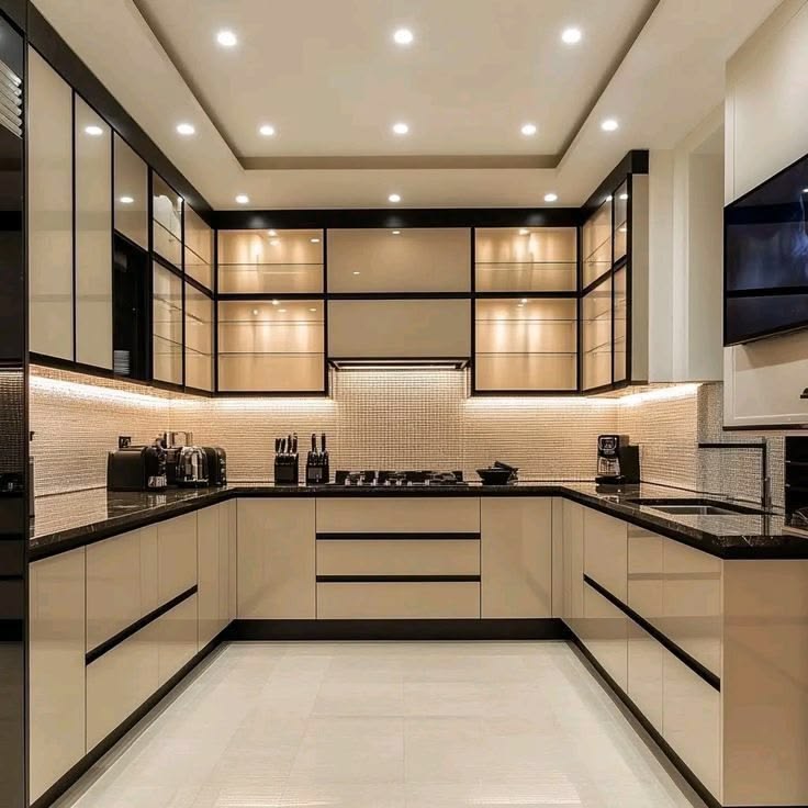 Modern Two-Tone Modular Kitchen Interior Design by Houseway