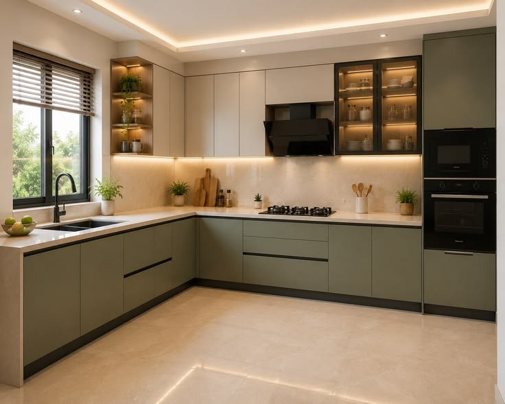 Modern Two-Tone Modular Kitchen Interior Design by Houseway