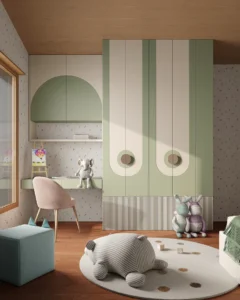 Elegant Peacock Motif Wooden Wardrobe Interior Design by Houseway