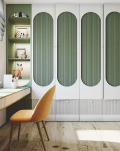 Elegant Peacock Motif Wooden Wardrobe Interior Design by Houseway