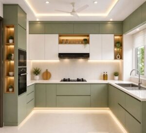 Modern Two-Tone Modular Kitchen Interior Design by Houseway