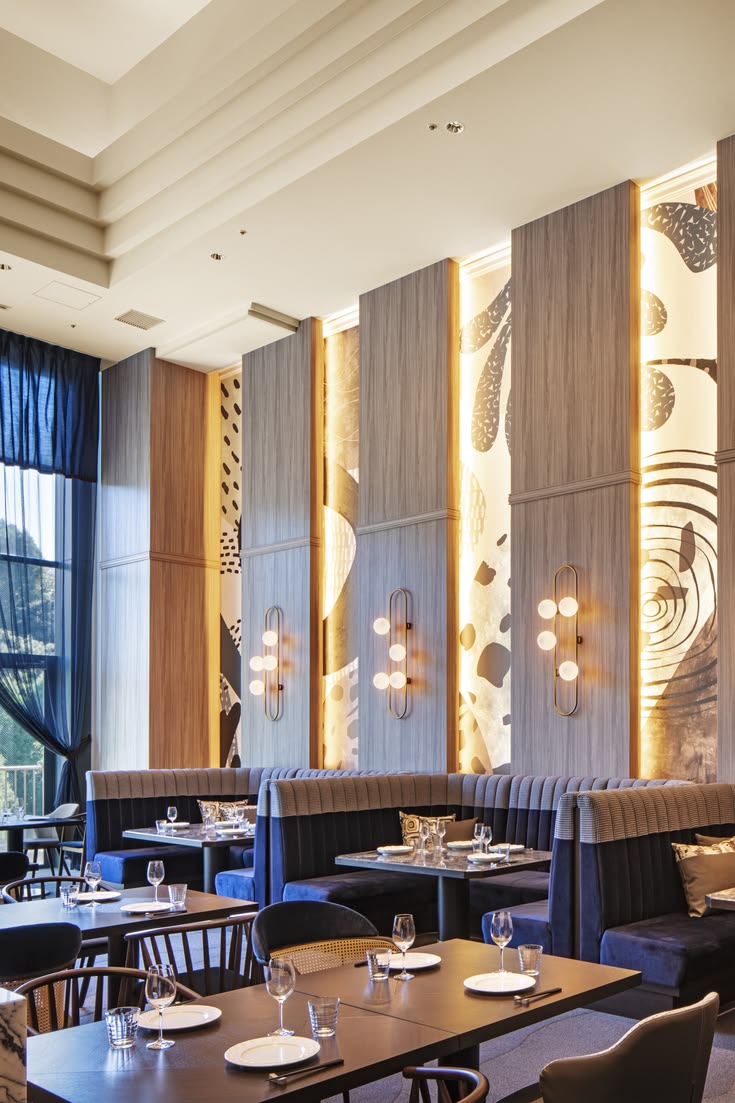 Houseway professional hotel interior design and hospitality fit-out services in Hyderabad, featuring luxurious ambient lighting and upscale dining or lobby spaces.