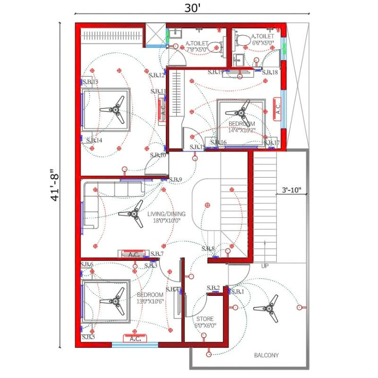 Houseway electrical lighting and ceiling wiring construction planning services in Hyderabad, featuring a multi-grid compilation of architectural floor electrical layouts, false ceiling conduit installations, modular switch panels, and ambient wall lighting fixtures.