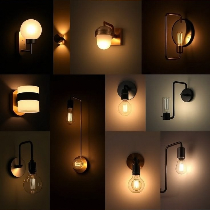 Houseway electrical lighting and ceiling wiring construction planning services in Hyderabad, featuring a multi-grid compilation of architectural floor electrical layouts, false ceiling conduit installations, modular switch panels, and ambient wall lighting fixtures.
